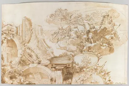 Dokumentasi museum The Apotheosis of Romulus: Design for a Ceiling. Domenico Maria Canuti (Italian, 1625–1684).