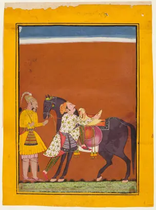 Dokumentasi museum Sindhu (Saindhava) Ragaputra of Shri Raga, from a Ragamala. Nama pembuat belum tercantum pada daftar atribusi museum.
