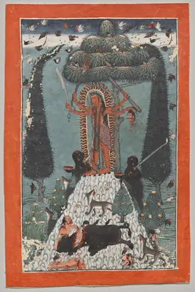 Dokumentasi museum Goddess standing on a mountaintop. attributed to: Master of the court of Mandi (Indian).