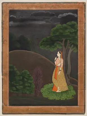 Dokumentasi museum The Heroine Who Waits Anxiously for Her Absent Lover: Utka Nayika. Nama pembuat belum tercantum pada daftar atribusi museum.