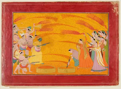 Dokumentasi museum Krishna celebrates Holi. Nama pembuat belum tercantum pada daftar atribusi museum.