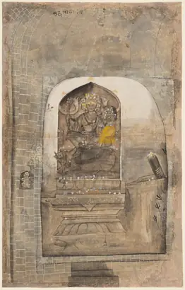 Dokumentasi museum Stone sculptures in a Shiva temple. Nama pembuat belum tercantum pada daftar atribusi museum.