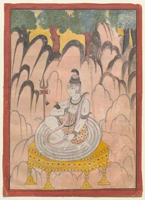 Dokumentasi museum Shiva Seated on a Throne in a Landscape. Nama pembuat belum tercantum pada daftar atribusi museum.