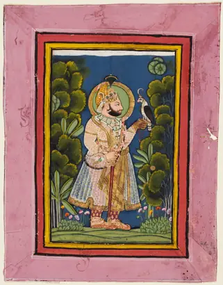 Dokumentasi museum Maharana Jawan Singh of Mewar (r. 1828–38) Holding a Falcon. possibly by: Ghasi (Indian, active c. 1820–36).