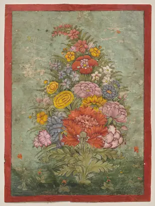 Dokumentasi museum Still Life: Bouquet of Flowers Emerging from the Grass. Nama pembuat belum tercantum pada daftar atribusi museum.