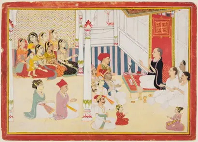 Dokumentasi museum Shvetambara Jain Teacher Giving Instruction. possibly by: Sahib Ram (Indian, active 1745–1803).
