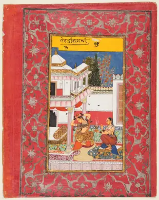 Dokumentasi museum Woman Longing for Her Lover: Verati Ragini of Dipak, from a Ragamala. Nama pembuat belum tercantum pada daftar atribusi museum.