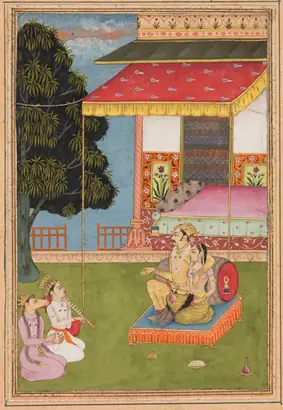 Dokumentasi museum Shri Raga, from a Ragamala (Garland of Melodies). Nama pembuat belum tercantum pada daftar atribusi museum.