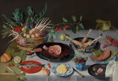 Dokumentasi museum Still Life with Meat, Fish, Vegetables, and Fruit. Jacob van Hulsdonck (Flemish, 1582–1647).