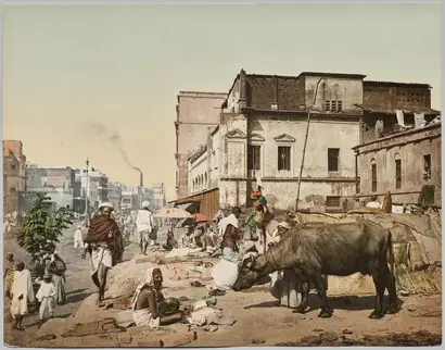 Dokumentasi museum India. Calcutta. Harrison Road I with Group of Jogees, after photo by Dr. Kurt Boeck. Photoglob Co. (Zurich, active c. 1890–1910).
