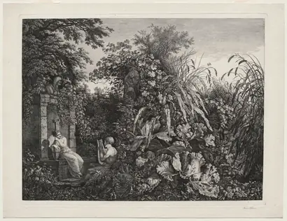 Dokumentasi museum Youth Playing a Lyre to a Maiden by a Fountain. Carl Wilhelm I Kolbe (German, 1757–1835).
