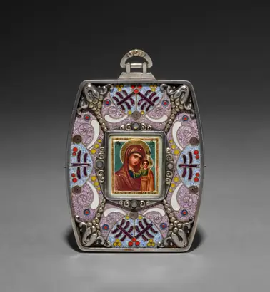 Dokumentasi museum Pendant Icon of Our Lady of Kazan. maker: House of Fabergé (Russian, 1842–1918).