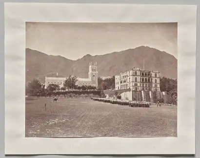 Dokumentasi museum Untitled (Hong Kong, St. John’s Cathedral, from the Parade Ground, H.M. Regiment on Parade). Lai Fong (Afong Studio) (Chinese, c. 1839–1890).