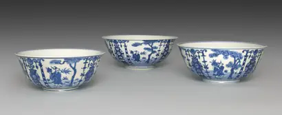 Dokumentasi museum Nesting Bowls with Daoist Immortals. Peran menurut katalog: Seifū Yohei III (Japanese, 1851–1914).