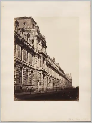 Dokumentasi museum Louvre, Façade rue de Rivoli, Paris. Édouard Baldus (French, 1813–1889).