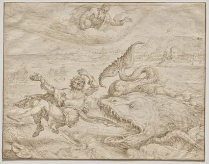 Dokumentasi museum Jonah Cast Out by the Whale onto the Shore of Nineveh. Maarten van Heemskerck (Dutch, 1498–1574).