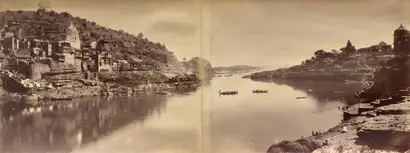 Dokumentasi museum Two-Part Panorama with View of the Narmada River at Omkareshwar. Raja Deen Dayal (Indian, 1844–1905).