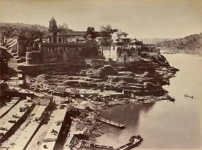 Dokumentasi museum View of the Riverbank of the Narmada at Omkareshwar. Raja Deen Dayal (Indian, 1844–1905).
