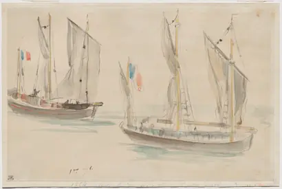 Dokumentasi museum Two Boats at the Harbor of Dieppe. Eugène Delacroix (French, 1798–1863).