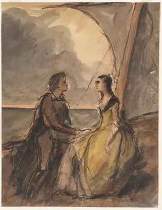 Dokumentasi museum Seated Man and Woman. Célestin François Nanteuil (French, 1813–1873).