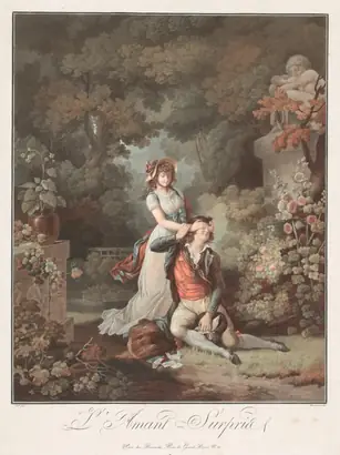 Dokumentasi museum The Lover Surprised (L'Amant Surpris). Charles-Melchior Descourtis (French, 1753–1820); after: Frédéric Schall (French, 1752–1825).
