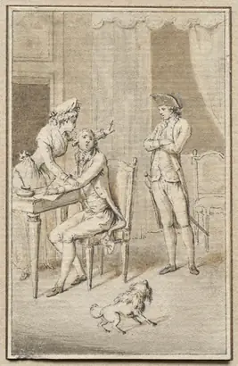 Dokumentasi museum Three Figures with a Dog. Jean-Michel the Younger Moreau (French, 1741–1814).