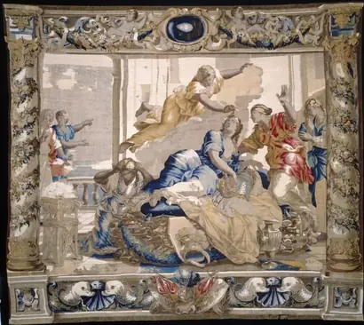 Dokumentasi museum The Death of Dido. designed by: Giovanni Francesco Romanelli (Italian, 1610–1662); woven by: Michael Wauters (Flemish, 1679).