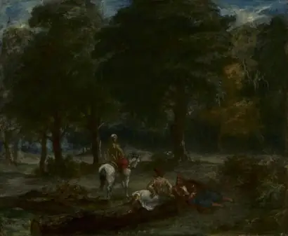 Dokumentasi museum Greek Cavalry Men Resting in Forest. Eugène Delacroix (French, 1798–1863).