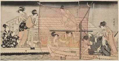 Dokumentasi museum Net Fishing at Night on the Sumida River. Kitagawa Utamaro (Japanese, c. 1754–1806).