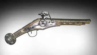 Dokumentasi museum Wheel-Lock Hunting Pistol. Nama pembuat belum tercantum pada daftar atribusi museum.