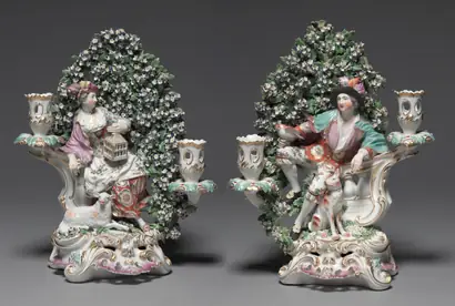 Dokumentasi museum Pair of Candelabra Depicting Allegorical Figures of Liberty and Matrimony. maker: Derby Porcelain Factory (Chelsea-Derby Period, 1770–84).