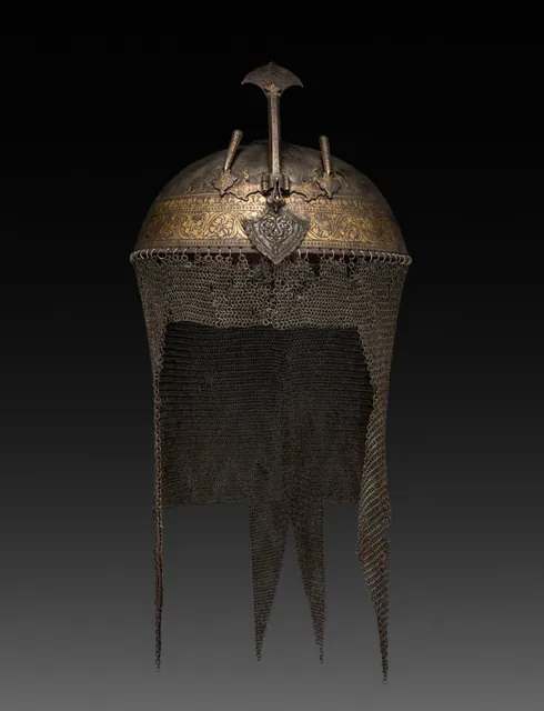 Dokumentasi “Helmet”; steel with gold and brass. Cleveland Museum of Art.