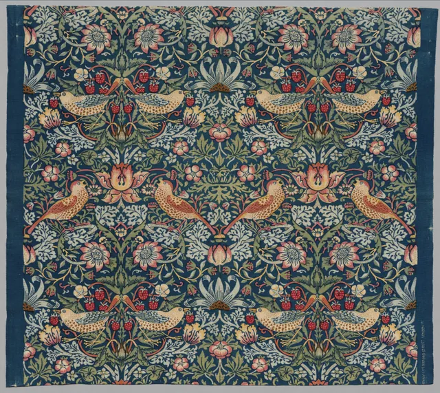 Dokumentasi “Strawberry Thief”; plain weave cotton, discharge printed. Cleveland Museum of Art.