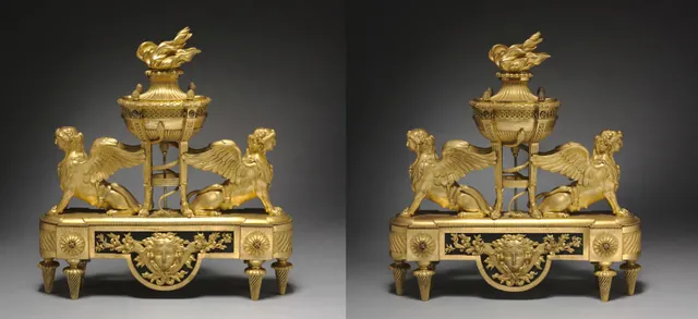 Dokumentasi “Pair of Firedogs”; gilt bronze. Cleveland Museum of Art.