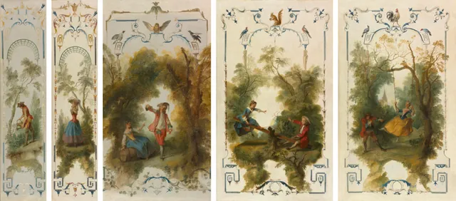 Dokumentasi “Wall Panels: The Gardener, Horticulture, The Vineyard, The See-Saw, The Swing”; oil on canvas. Cleveland Museum of Art.