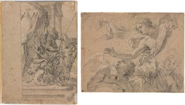 Dokumentasi “Studies of Angels (recto); Panthea before Cyrus? (verso)”; black chalk heightened with white chalk. Cleveland Museum of Art.