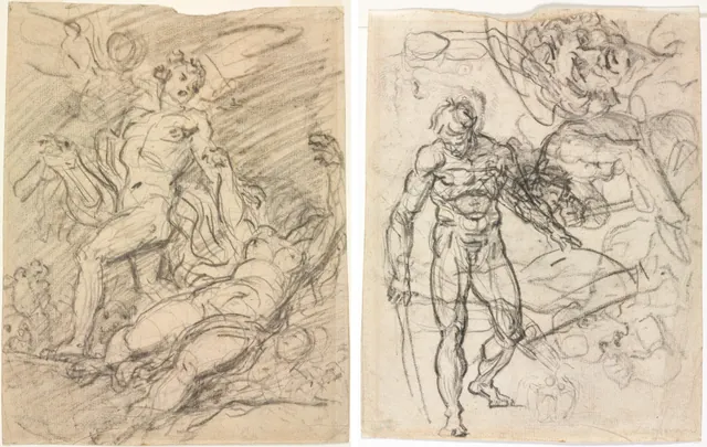 Dokumentasi “Orpheus and Eurydice (recto); Figure Studies (verso)”; Black and gray chalks on cream laid paper. Cleveland Museum of Art.