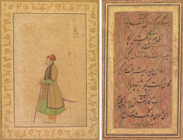 Dokumentasi “Portrait of Raja Ram Singh of Amber (r. 1667-1688) with a Deccan Sword (recto); Calligraphy (verso)”; Gum tempera, ink, and gold on paper. Cleveland Museum of Art.