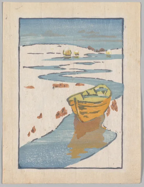 Dokumentasi “The Derelict, or the Lost Boat”; color woodcut on Japanese paper. Cleveland Museum of Art.