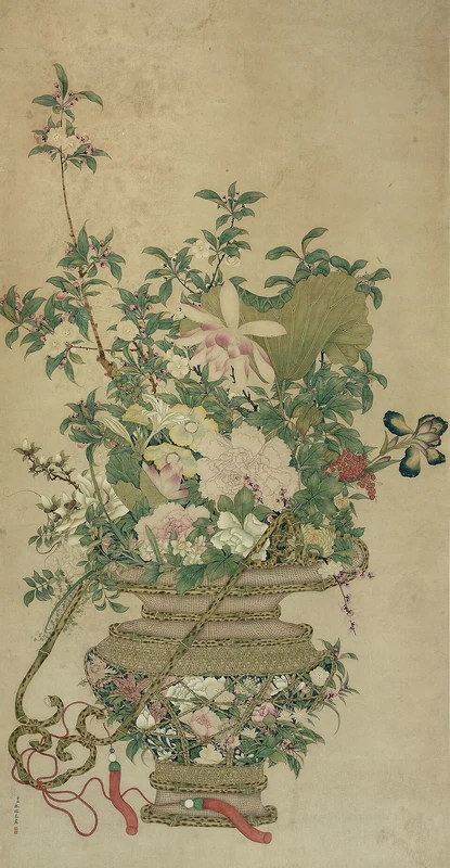 Dokumentasi visual karya “Flowers of the Four Seasons”, koleksi Art Institute of Chicago.