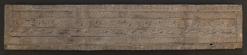Dokumentasi “Tomb tile”; Earthenware with impressed decor. Minneapolis Institute of Art.